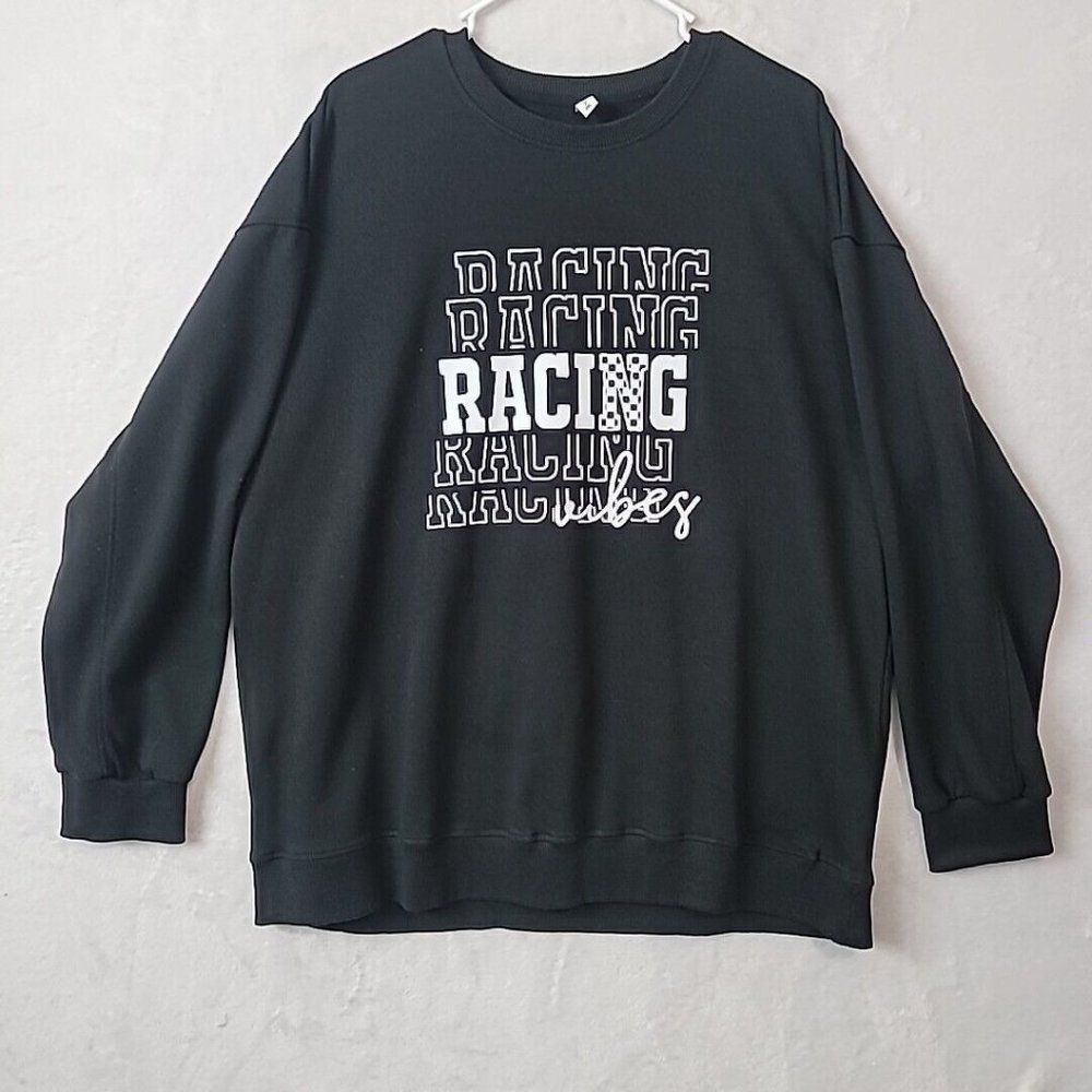 Chicyea Women's Size XXL Black Sweatshirt Pullover Racing Vibes